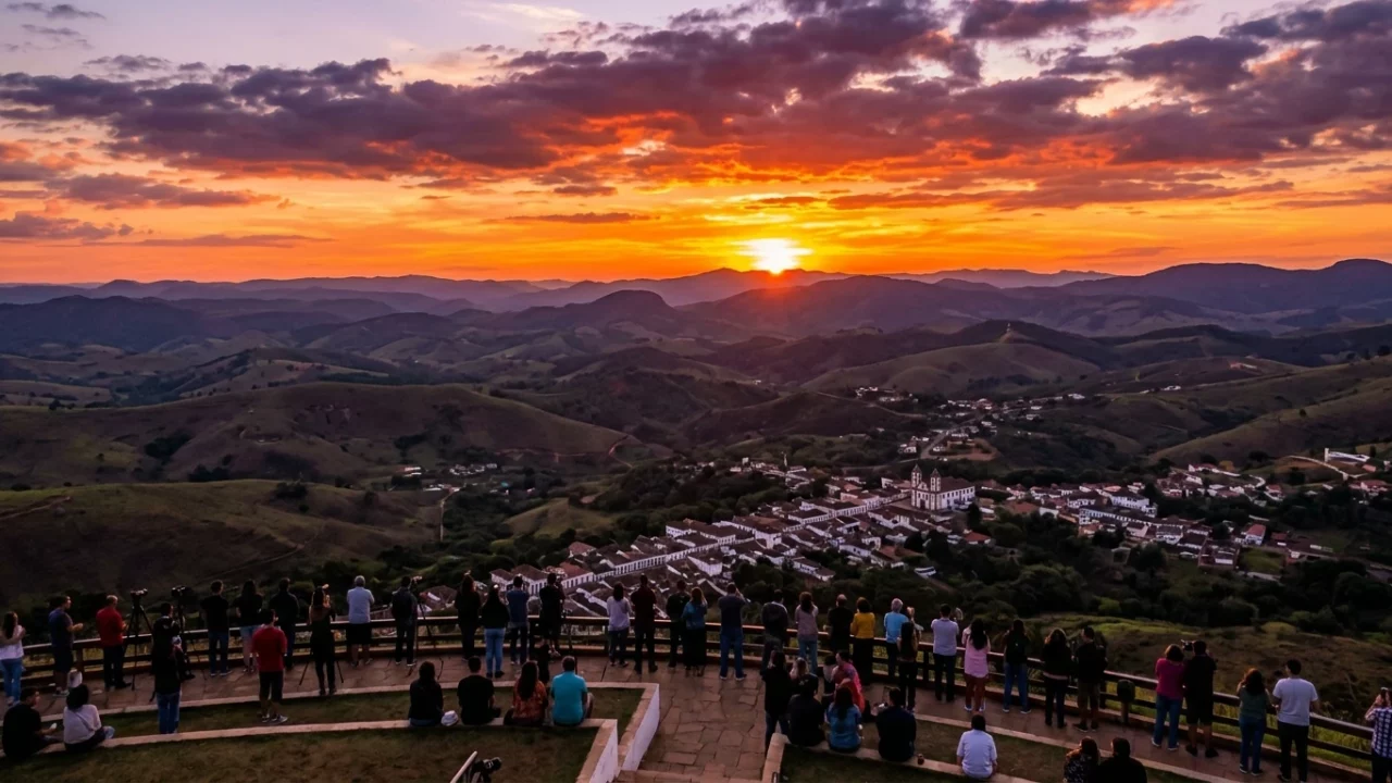 O pôr do sol no Mirante Belvedere rouba a cena