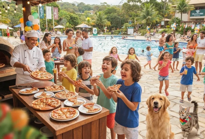 Pizza Liberada, Bicharada Reunida e Diversão Sem Freio: Agosto Tá On no Vilage Inn All Inclusive!