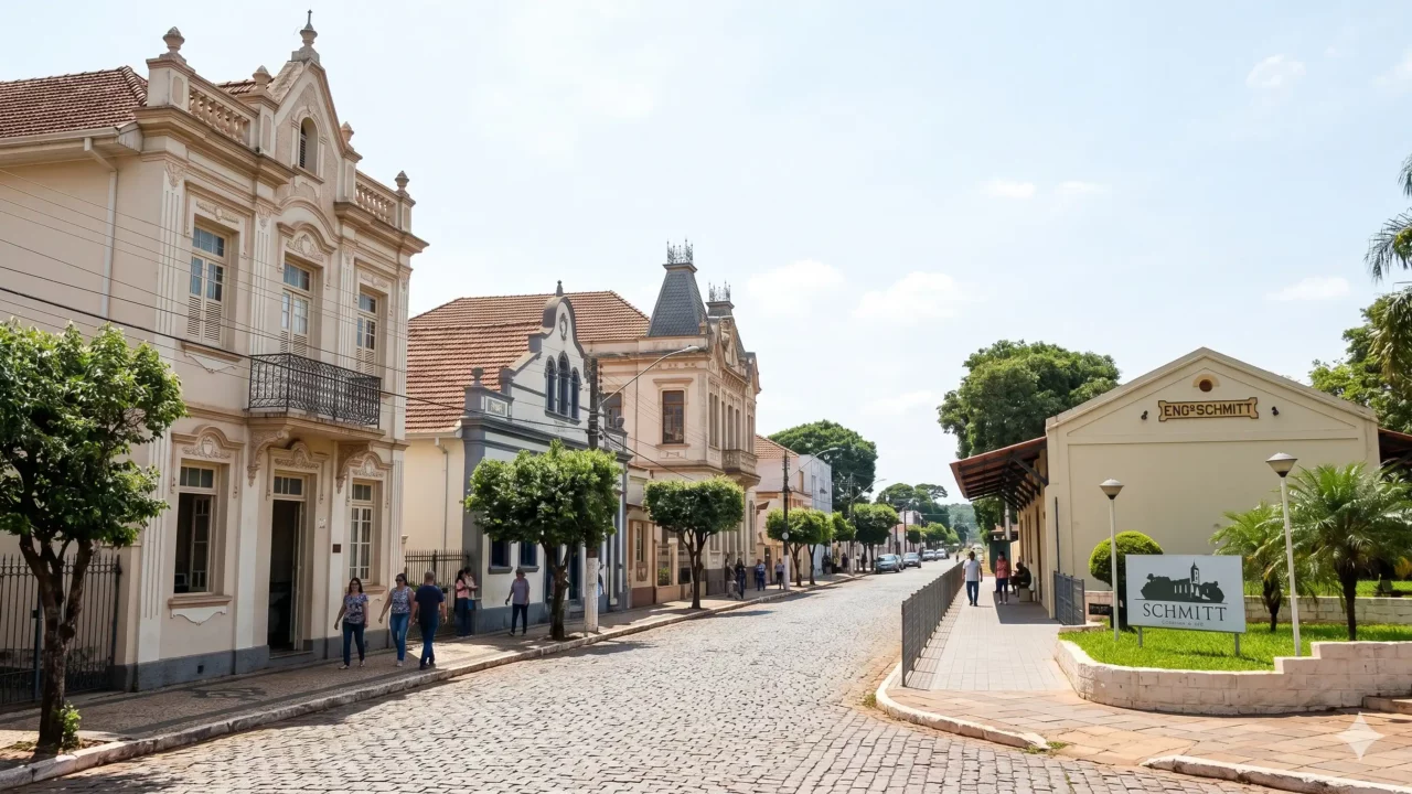 Construções antigas e arquitetura com influência europeia em Engenheiro Schmidt, distrito de São José