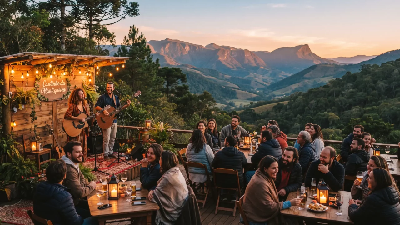 Música ao ar livre cria o clima perfeito da Mantiqueira Show de música ao ar livre durante o Festival de Inverno de Poços de Caldas