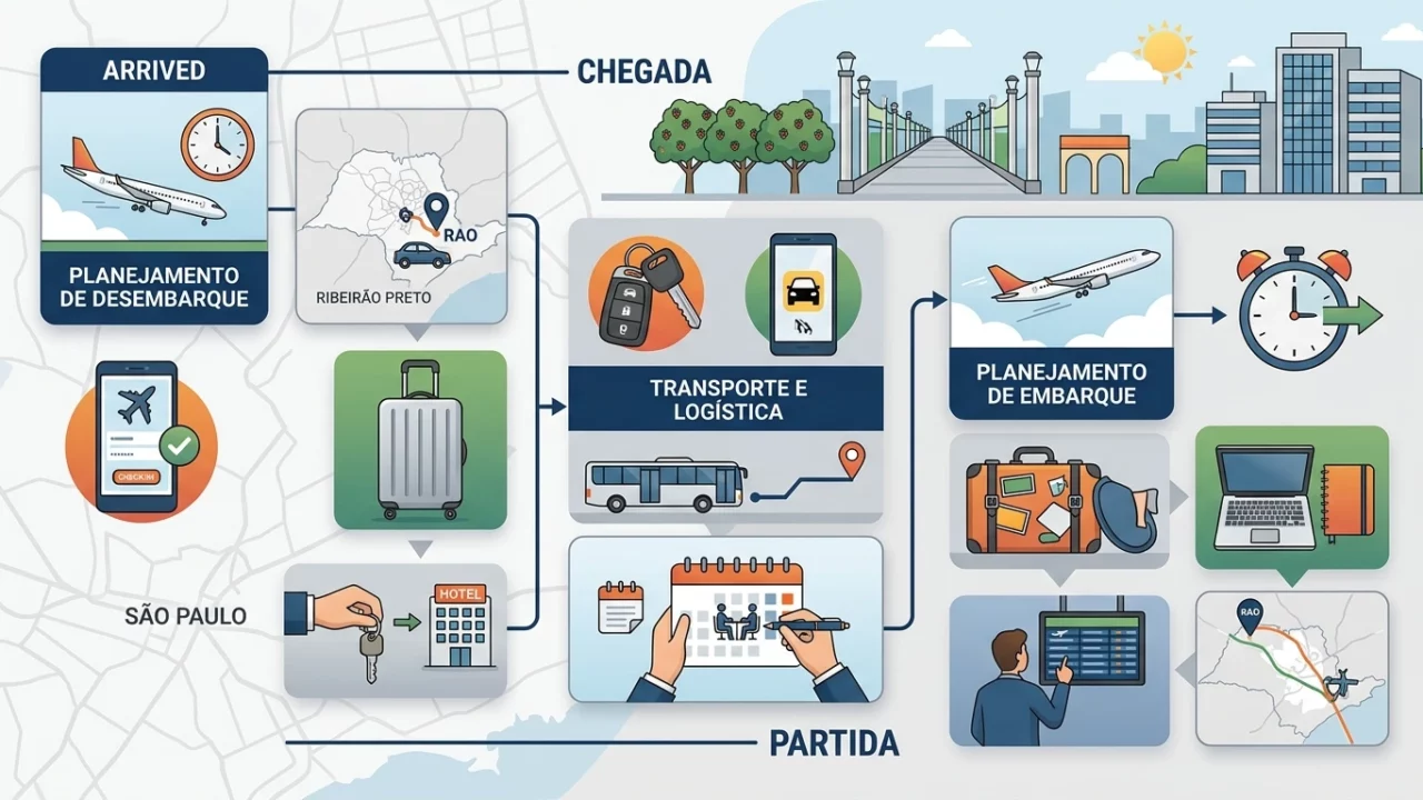 Como planejar chegada e partida em uma viagem corporativa rápida para Ribeirão Preto